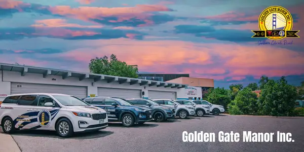 Golden Gate Manor Inc NEMT transportation vehicles lined up
