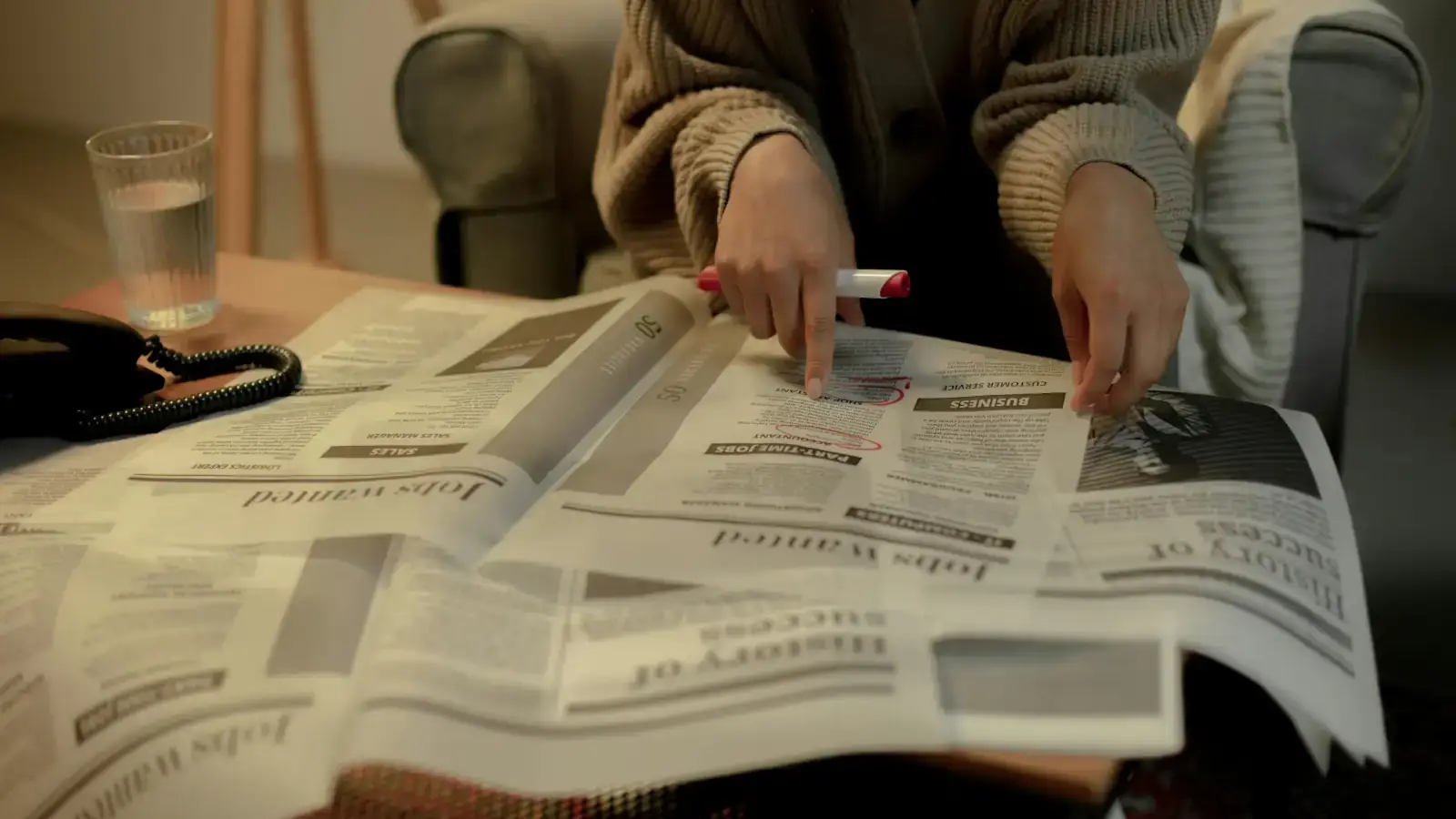 Image of someone looking at jobs in a newspaper